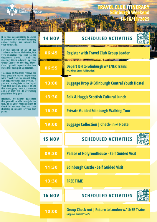14-16 Nov 2025 – Edinburgh Weekend